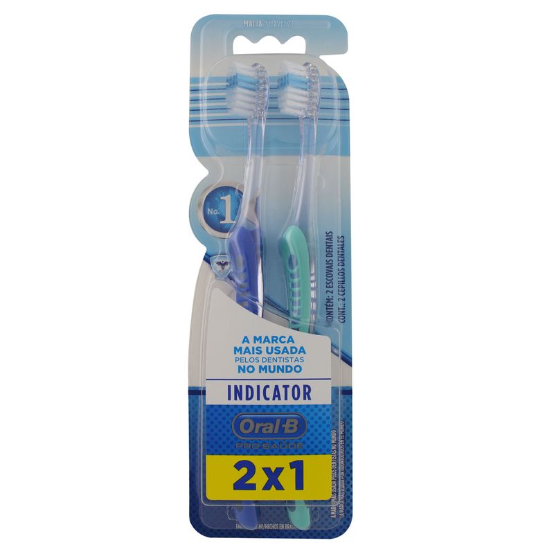 Pack-Escova-Dental-Macia-30-Oral-B-Pro-Saude-Indicator-2-Unidades
