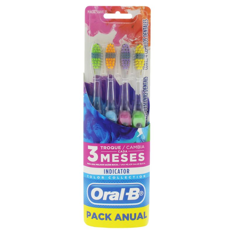 Pack-Escova-Dental-Macia-35-Oral-B-Indicator-Color-Collection-4-Unidades
