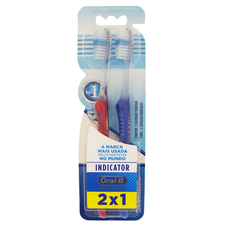 Pack-Escova-Dental-Macia-40-Oral-B-Pro-Saude-Indicator-2-Unidades
