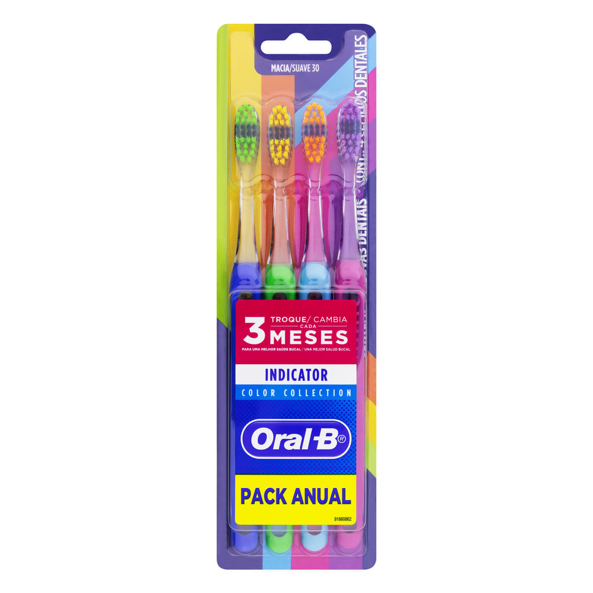 Pack Escova Dental Macia Oral-B Indicator Color Collection Com Cartela ...