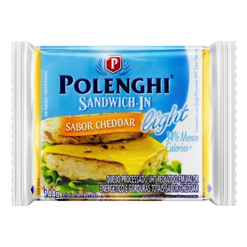 Queijo-Processado-UHT-Cheddar-Light-Polenghi-Sandwich-In-144g