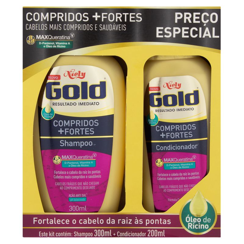 Kit-Shampoo-300ml---Condicionador-200ml-Niely-Gold-Compridos---Fortes