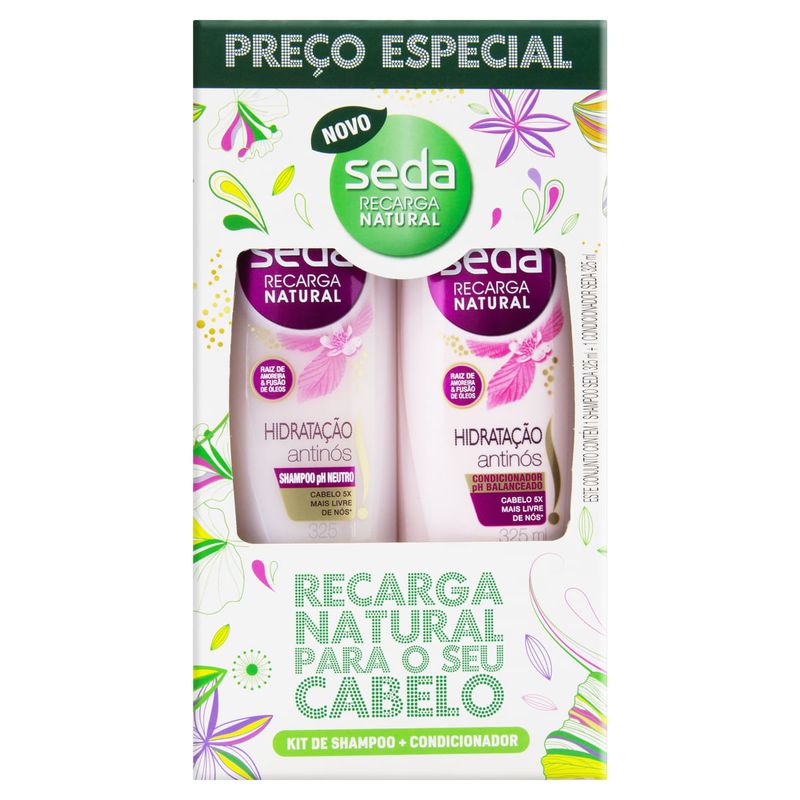 Kit-Shampoo-325ml---Condicionador-Seda-Recarga-Natural-Hidratacao-Antinos-325ml