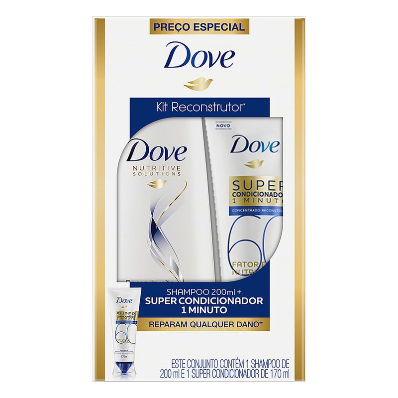 Kit-Shampoo-Nutritive-Solutions-Reconstrucao-Completa-200ml---Super-Condicionador-1-Minuto-Reconstrutor-170ml-Dove