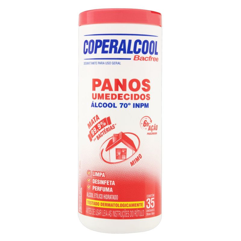 Pano-Umedecido-Alcool-70°-INPM-Mimo-Coperalcool-Bacfree-20cm-x-18cm-35-Unidades