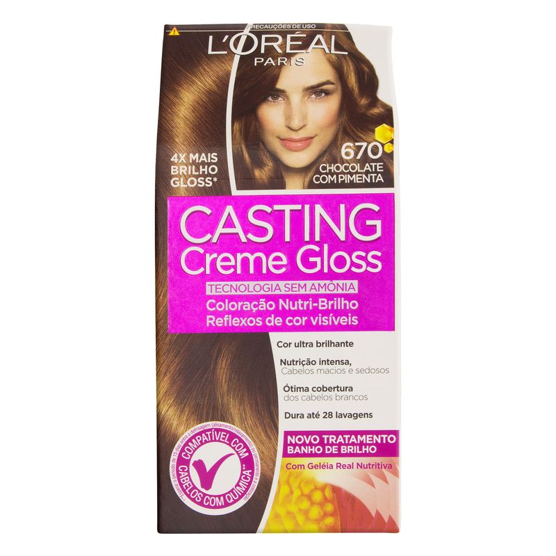 Kit-Coloracao-Creme-670-Chocolate-com-Pimenta-L-oreal-Paris-Casting-Gloss