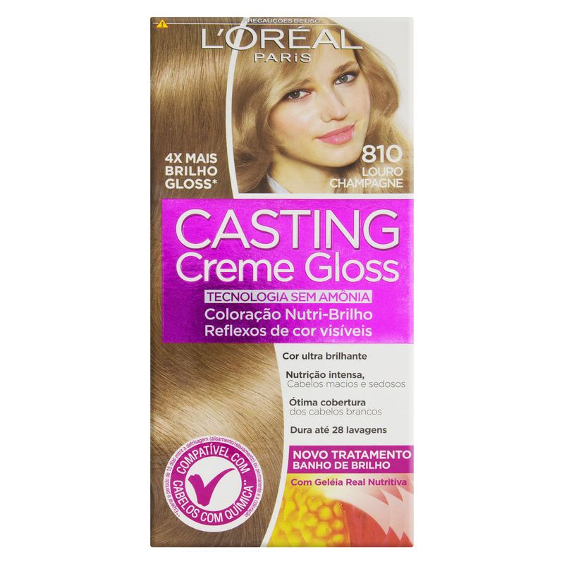 Kit-Coloracao-Creme-810-Louro-Champagne-L-oreal-Paris-Casting-Gloss