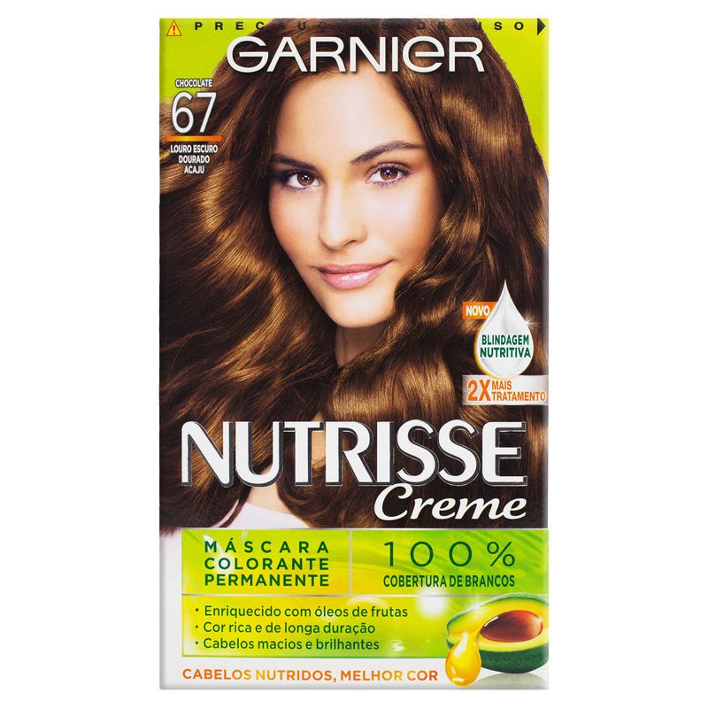 Kit-Mascara-Colorante-Creme-67-Louro-Escuro-Dourado-Acaju-Garnier-Nutrisse