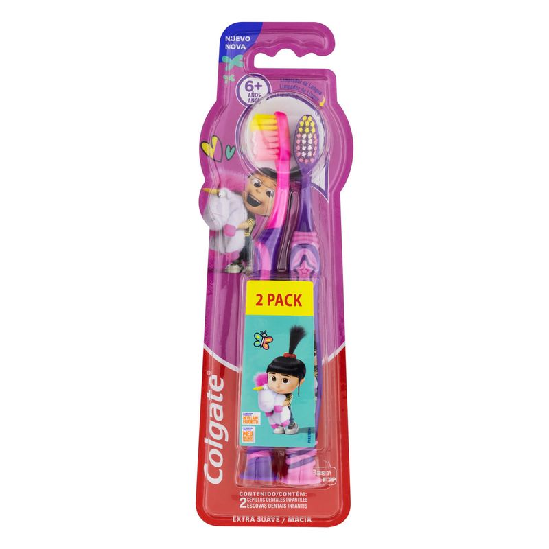 Pack-Escova-Dental-Infantil-Extra-Suave-e-Macia-Meu-Malvado-Favorito-6--Anos-Colgate-2-Unidades