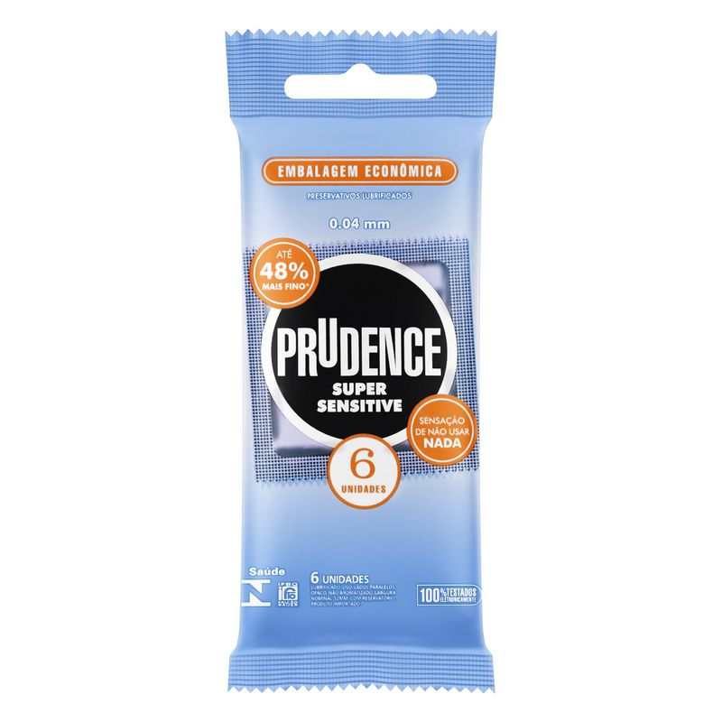 Preservativo-Masculino-Lubrificado-Super-Sensitive-Prudence-6-Unidades-Embalagem-Economica