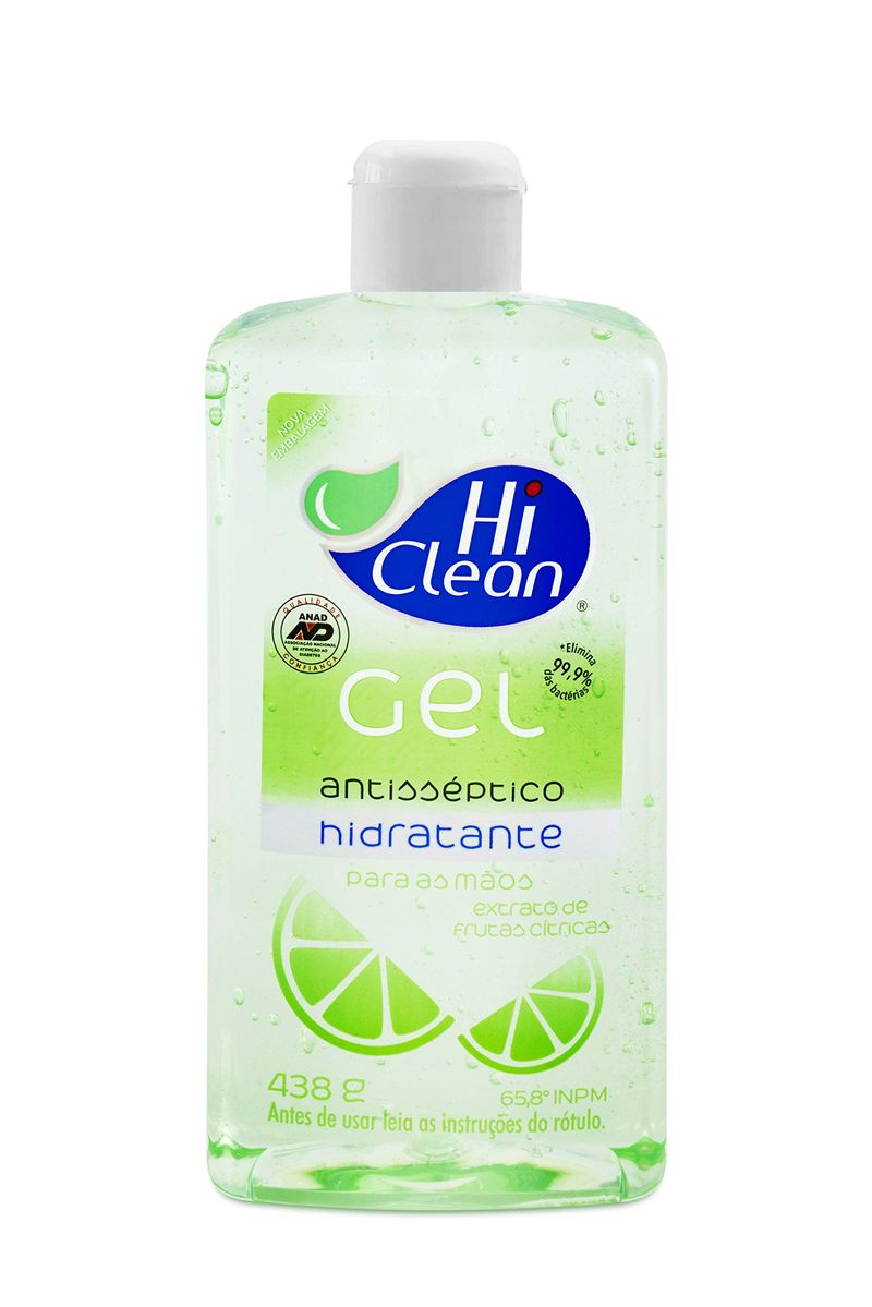 Gel-Antisseptico-70---658-Inpm-Extrato-de-Frutas-Citricas-Hi-Clean-438g