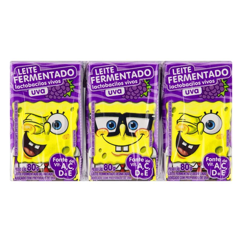 Pack-Leite-Fermentado-Desnatado-Uva-Bob-Esponja-Elege-480g-6-Unidades