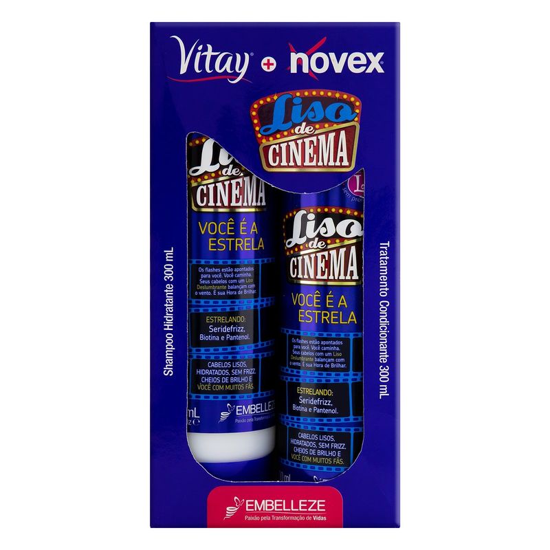Kit-Shampoo-Hidratante---Tratamento-Condicionante-Vitay-Novex-Liso-de-Cinema-300ml-Cada