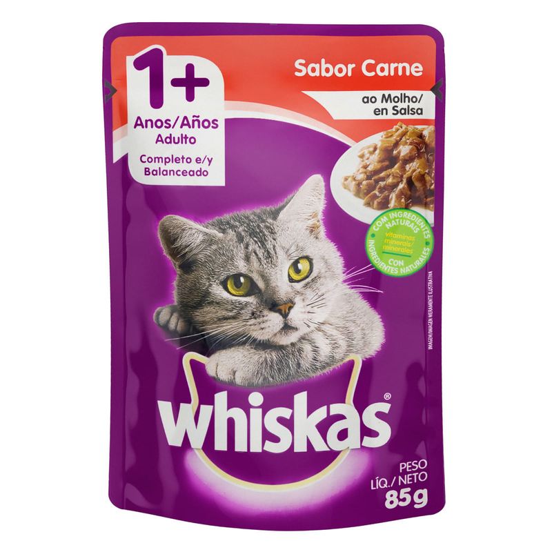 Alimento-para-Gatos-Adultos-1--Carne-ao-Molho-Whiskas-85g