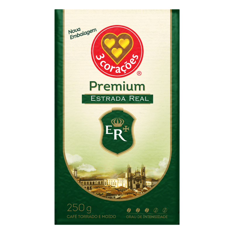 Cafe-Torrado-e-Moido-a-Vacuo-3-Coracoes-Estrada-Real-Premium-Pacote-250g