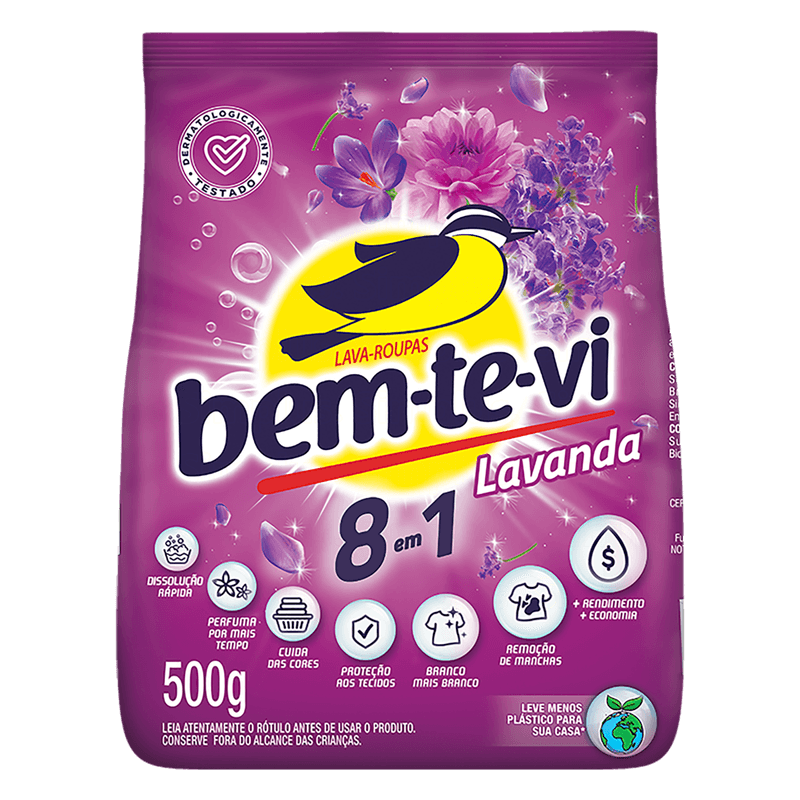 Lava-Roupas-em-Po-Lavanda-Bem-te-vi-Pacote-500g