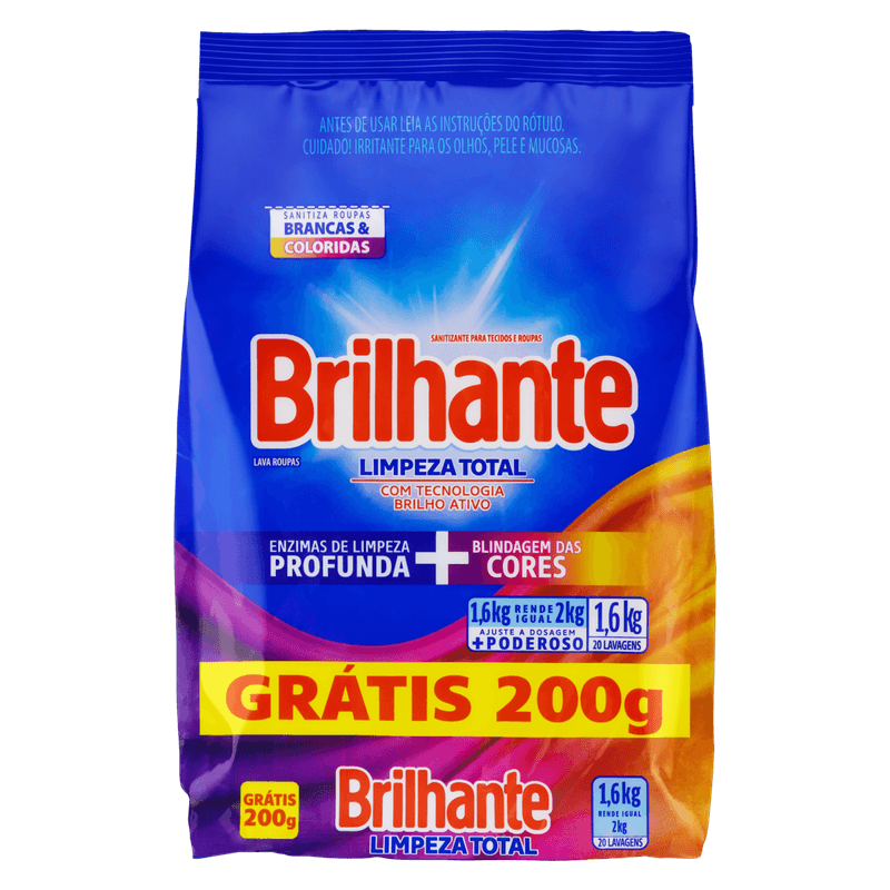 Lava-Roupas-em-Po-Roupas-Brancas-e-Coloridas-Brilhante-Limpeza-Total-Pacote-16kg-Gratis-200g