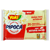 Pipoca para Micro-Ondas Natural com Sal Premium Yoki Pacote 90g