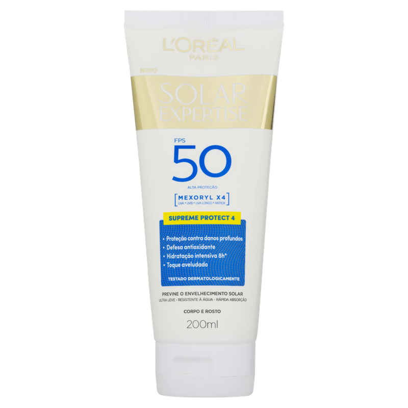 Protetor-Solar-Supreme-Protect-4-Corporal-FPS-50-L-oreal-Paris-Solar-Expertise-Bisnaga-200ml