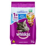 Alimento para Gatos Castrados Adultos 1+ Peixe Whiskas Pacote 3kg
