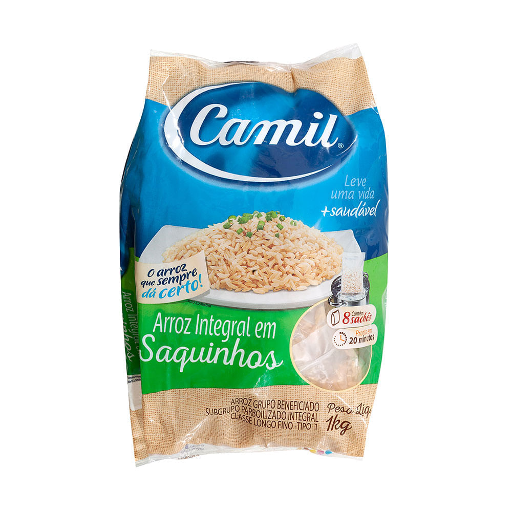 Arroz Integral Em Saquinhos Camil 1kg Com 8 Sachês