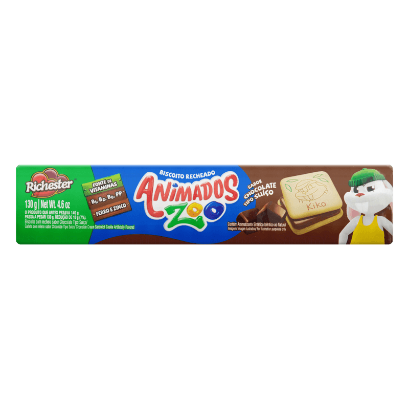 Biscoito-Recheado-Animados-Zoo-Sabor-Chocolate-Richester-Pacote-130g