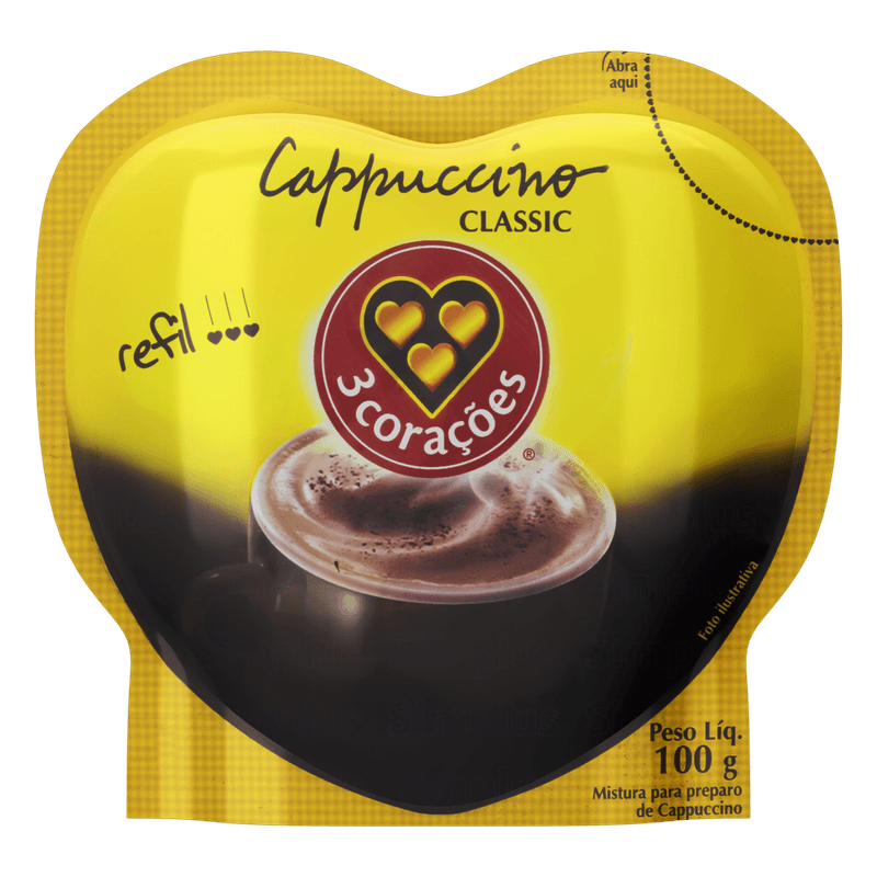 Cappuccino-Classic-3Coracoes-Refil-Pacote-100g