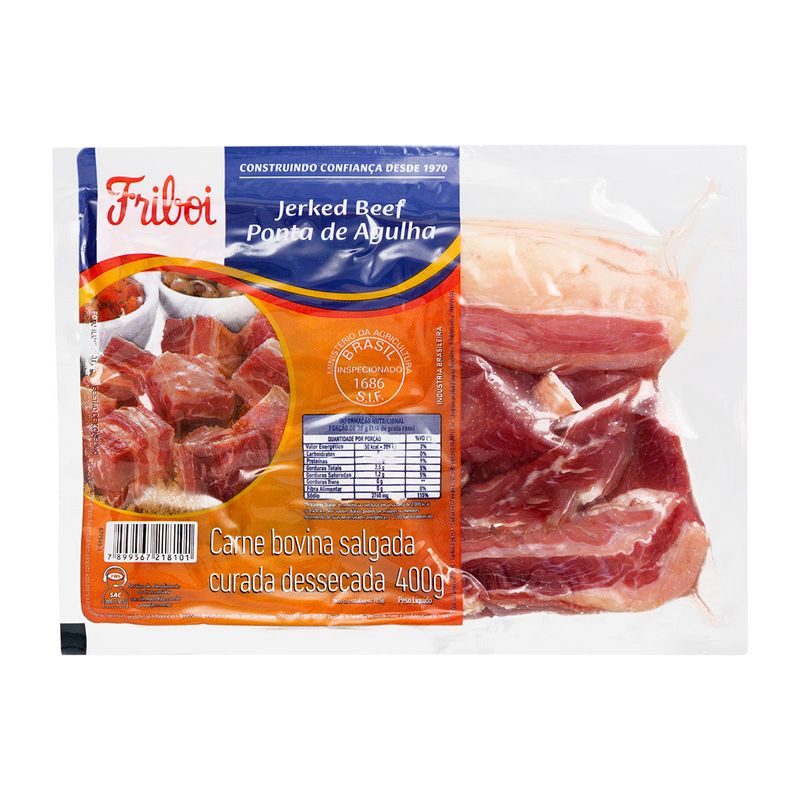 Carne-Bovina-Salgada-Dessecada-Jerked-Beef-Ponta-de-Agulha-Friboi-Bandeja-400g