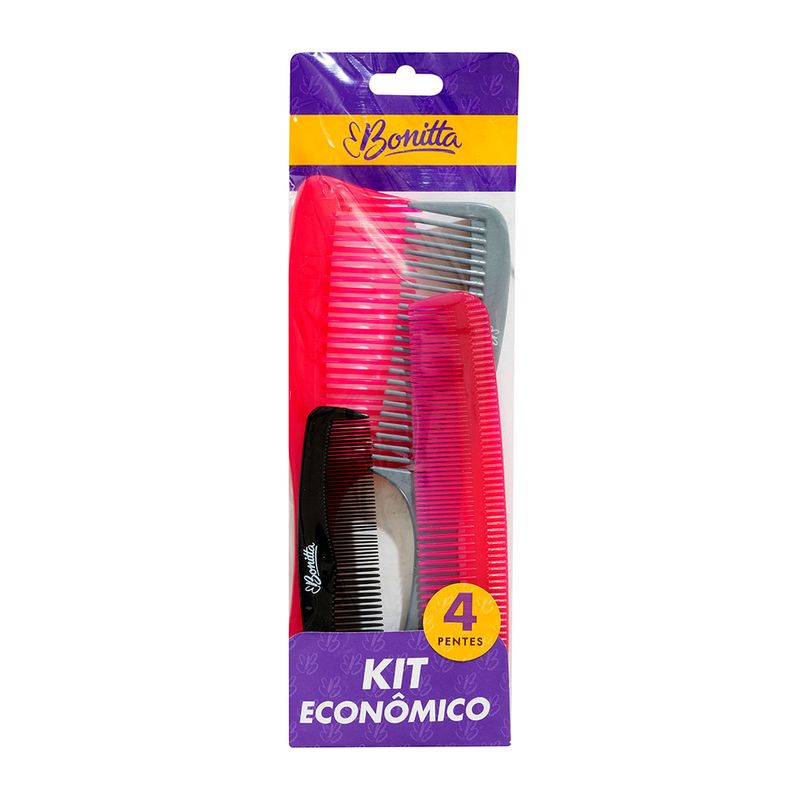 Kit-Pente-de-Cabelo-Basic-Bonitta-Pacote-4-Unidades