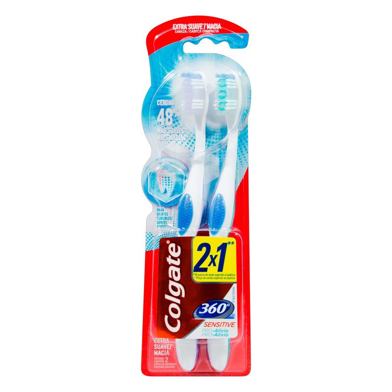 Pack-Escova-Dental-Extra-Suave-Colgate-Sensitive-Pro-Alivio-360°-Pacote-2-Unidades