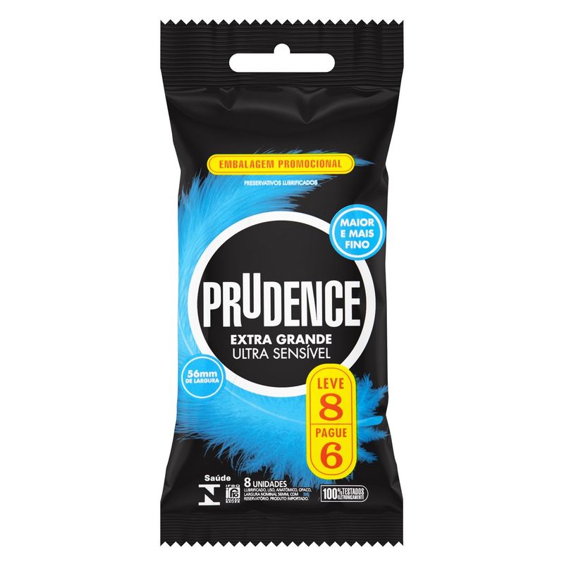 Preservativo-Masculino-Lubrificado-Ultra-Sensivel-Prudence-Extra-Grande-Pacote-Leve-8-Pague-6-Unidades