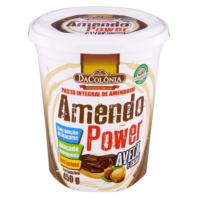 Pasta-de-Amendoim-Integral-Avela-e-Cacau-Zero-Lactose-DaColonia-Amendo-Power-Pote-450g