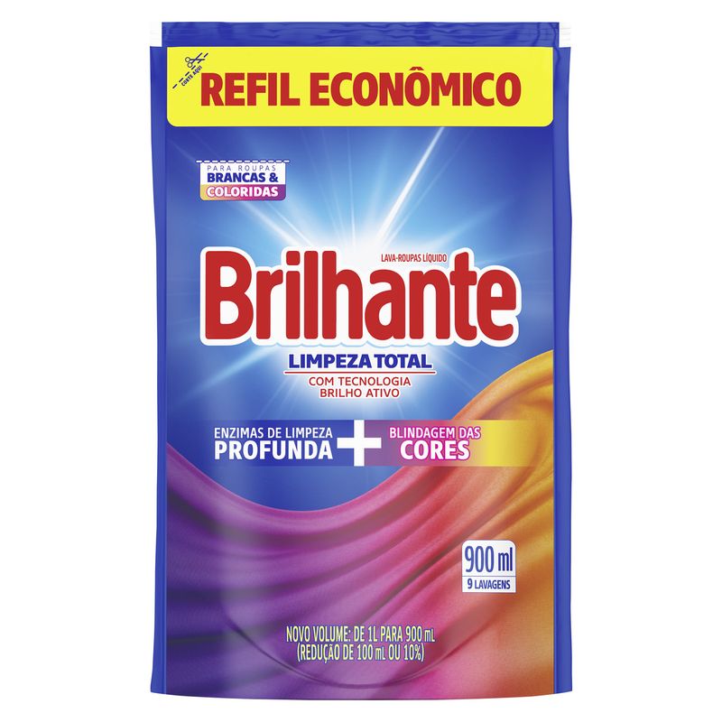 Lava-Roupas-Liquido-Limpeza-Total-Roupas-Brancas-e-Coloridas-Brilhante-Sache-900ml-Refil-Economico
