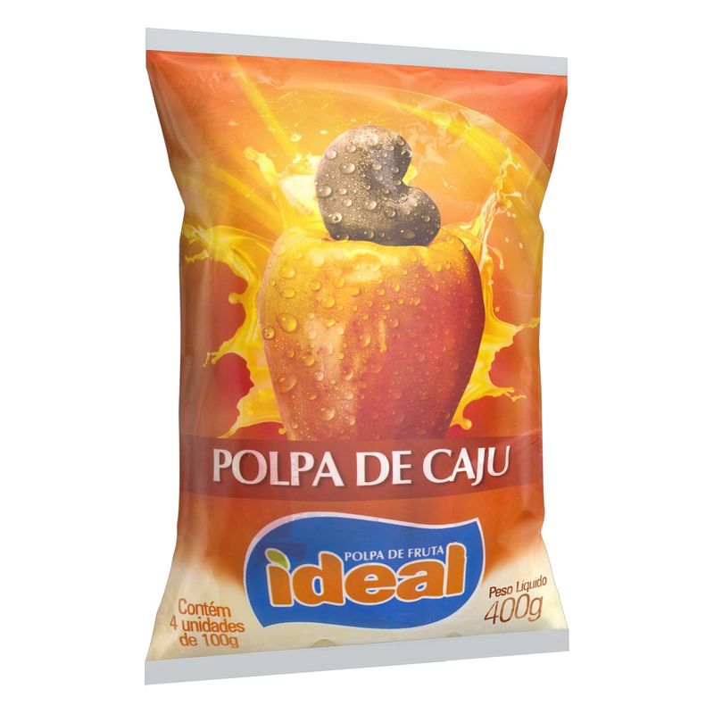 Polpa-de-Fruta-Caju-Ideal-Pacote-400g-4-Unidades