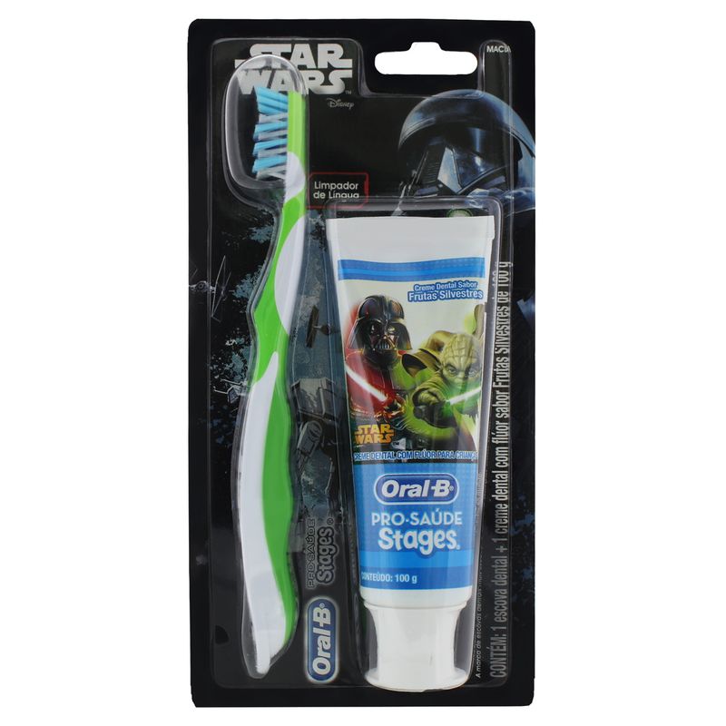 Kit-Escova-Macia---Creme-Dental-Infantil-com-Fluor-Frutas-Silvestres-Star-Wars-Oral-B-Pro-Saude-Stages-100g