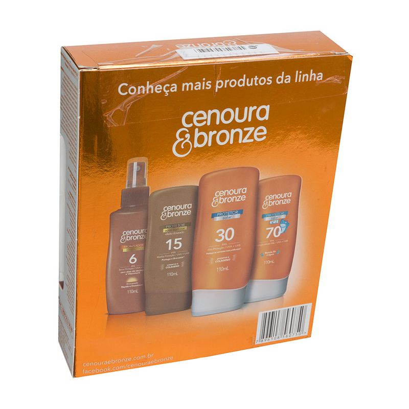 Kit-Protetor-Solar-Kids-Cenoura---Bronze-FPS-50-e-FPS-30-Caixa-2-Unidades-110ml-Cada