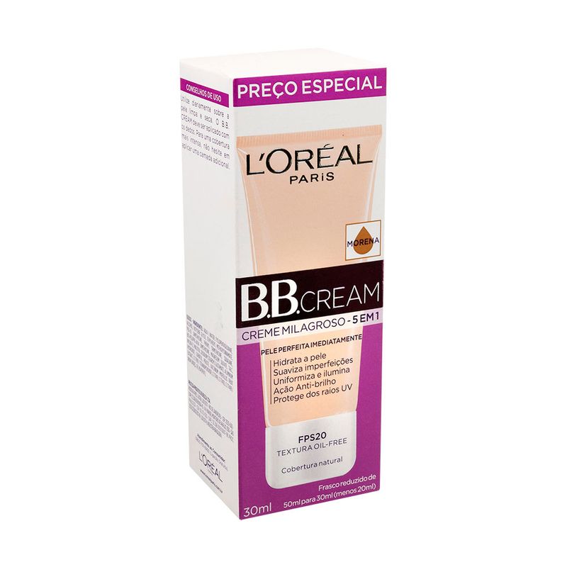 BB-Cream-Creme-Milagroso-FPS-20-Base-5-em-1--L-oreal-Paris-Caixa-30ml