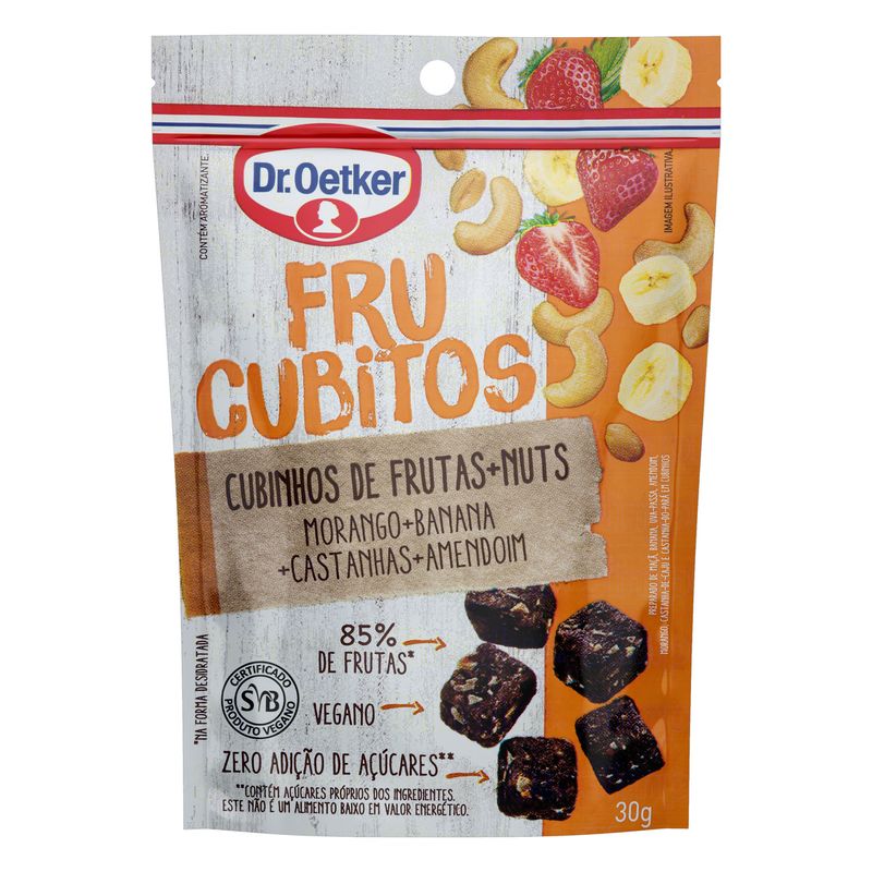 Cubinho-de-Frutas-Morango-Banana-Castanhas-Amendoim-Dr.-Oetker-Frucubitos-Sache-30g