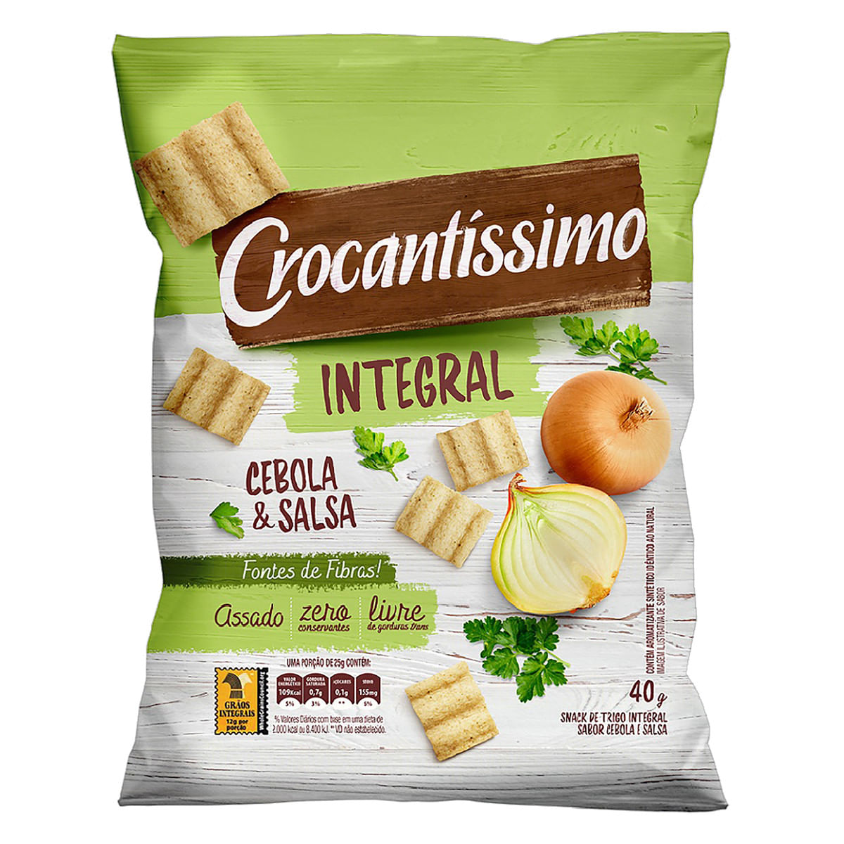 Salgadinho De Trigo Integral Cebola And Salsa Crocantíssimo Pacote 40g 