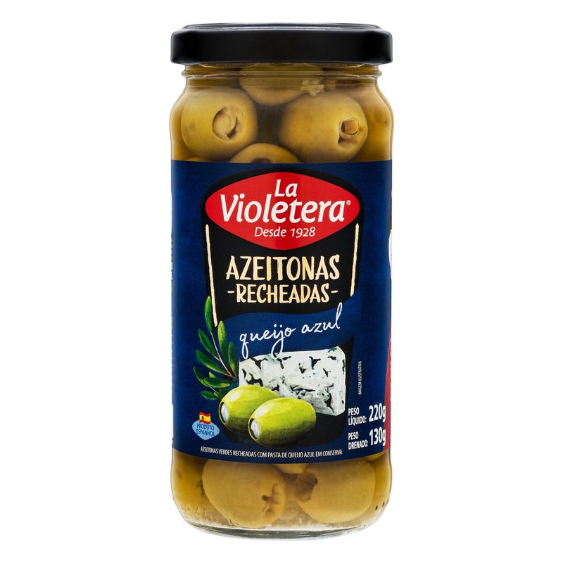 Azeitona-Verde-em-Conserva-Recheio-Queijo-Azul-La-Violetera-Vidro-130g