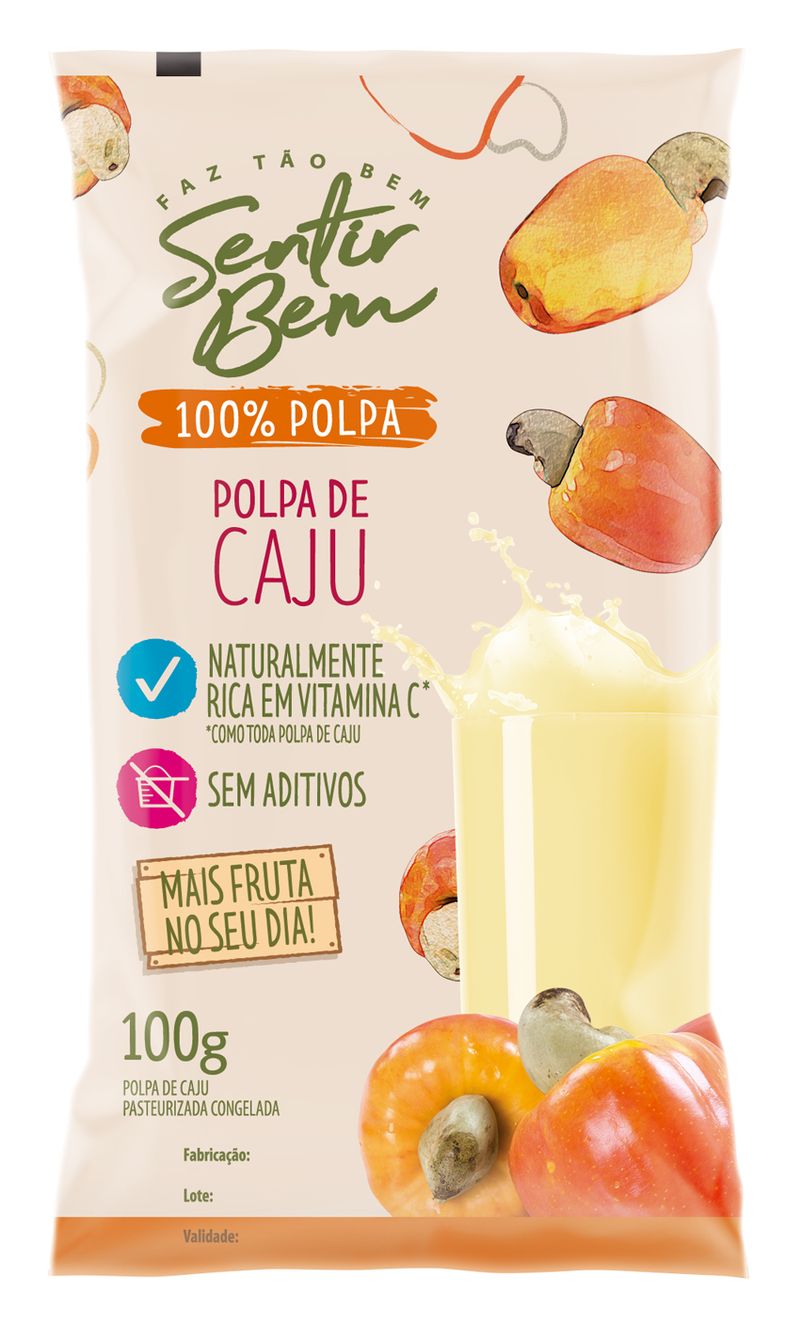 Polpa-Congelada-de-Caju-Sentir-Bem-Sache-100g