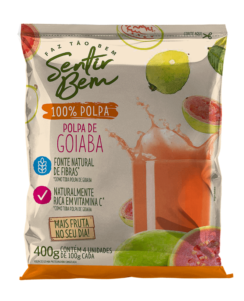 Polpa-Congelada-de-Goiaba-Sentir-Bem-Pacote-com-4-Unidades-de-100g-Cada