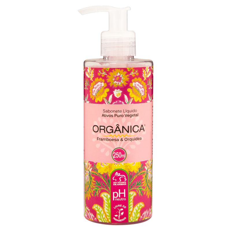 Sabonete-Liquido-Framboesa---Orquidea-Organica-Ativos-Puro-Vegetal-Frasco-250ml