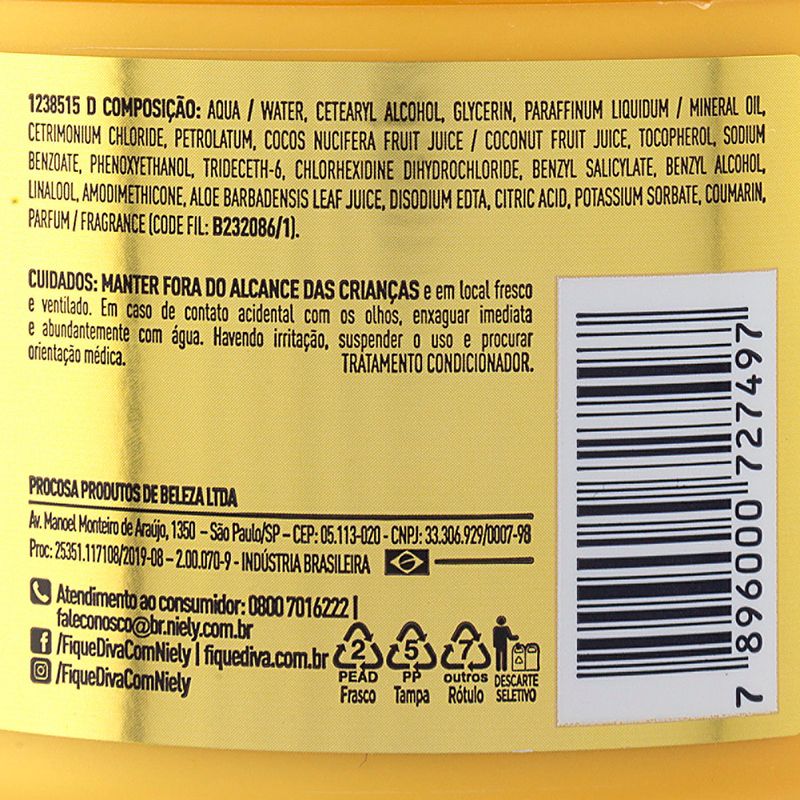 Creme-de-Tratamento-com-Agua-de-Coco---Extrato-de-Babosa-Hidratacao-Milagrosa-Niely-Gold-Pote-430g
