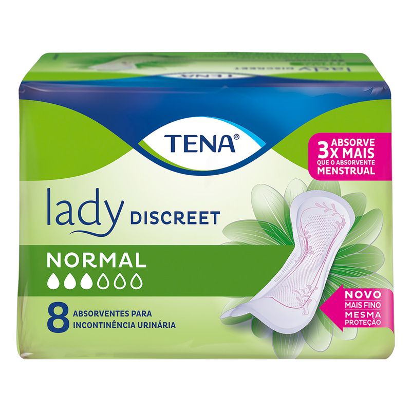 Absorvente-sem-Abas-para-Incontinencia-Urinaria-Normal-Lady-Discreet-Tena-Pacote-8-Unidades