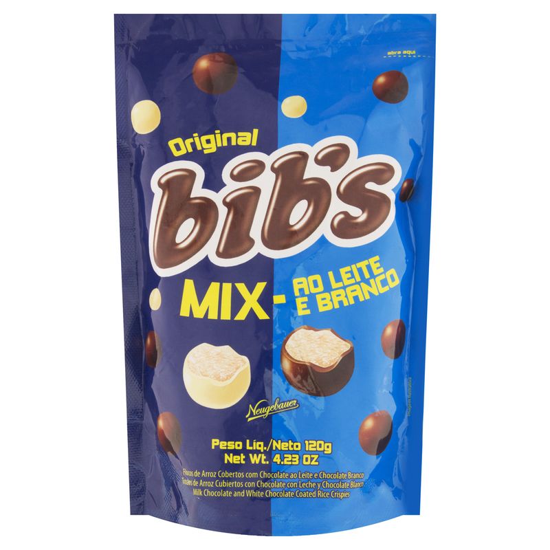 Flocos-de-Arroz-Cobertos-com-Chocolate-ao-Leite-e-Chocolate-Branco-Original-Mix-Bib-s-Neugebauer-Sache-120g