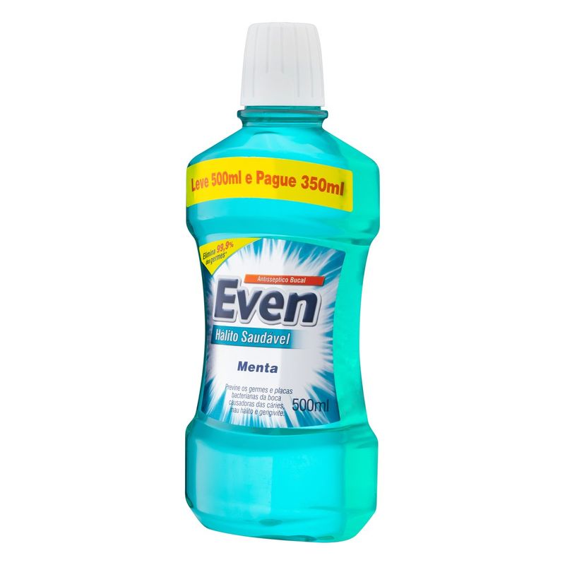 Enxaguante-Bucal-Antisseptico-Menta-Halito-Saudavel-Even-Frasco-500ml-Leve-500ml-Pague-350ml