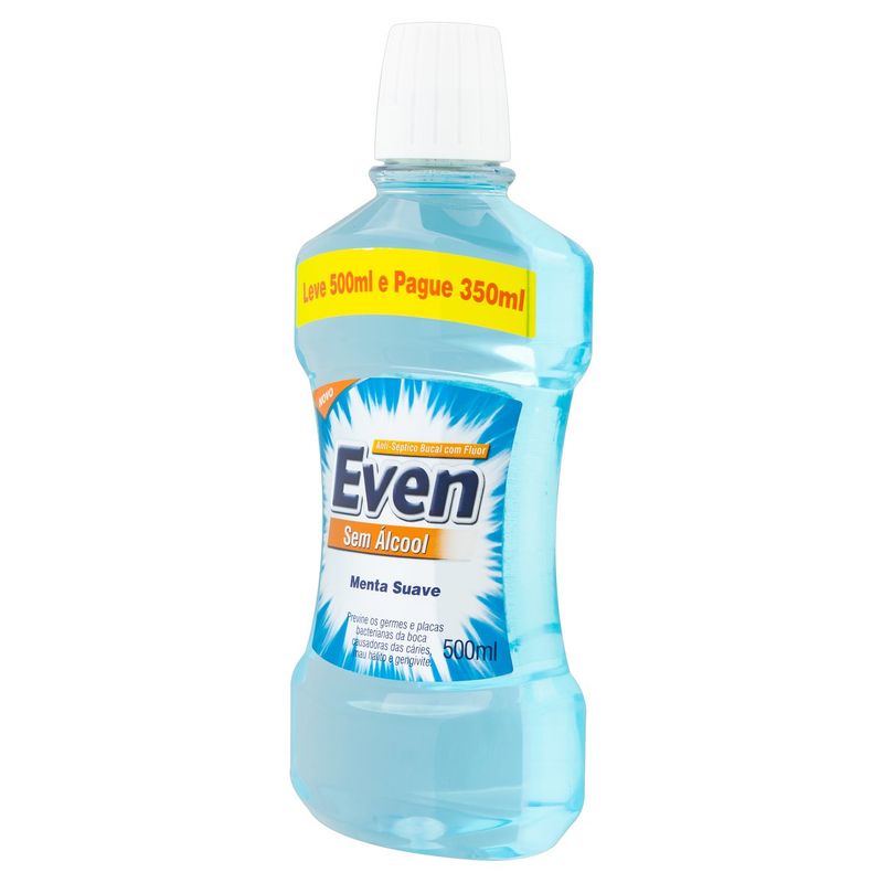 Enxaguante-Bucal-Antisseptico-Zero-Alcool-Menta-Suave-Even-Frasco-500ml-Leve-500ml-Pague-350ml