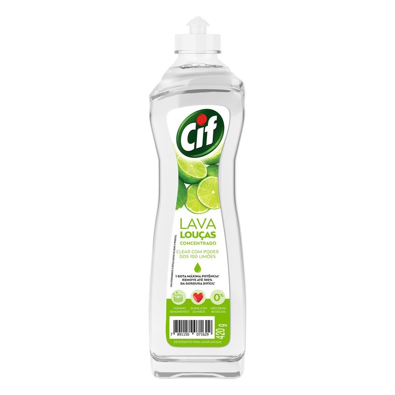 Lava-Loucas-Liquido-Concentrado-Clear-Poder-dos-100-Limoes-Cif-Squeeze-420ml