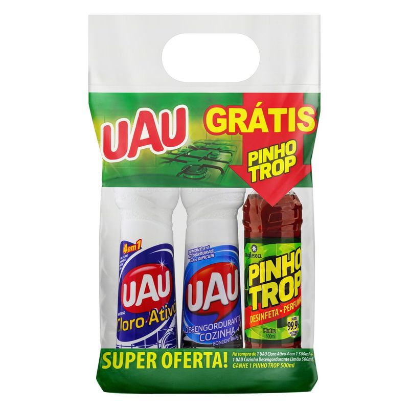 Kit-Desinfetante-Multiuso---Desengordurante-Cozinha-Limao-Uau-Gratis-Pinho-Trop-500ml-Cada